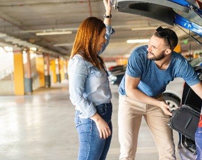 case study multi storey car park woman man car 