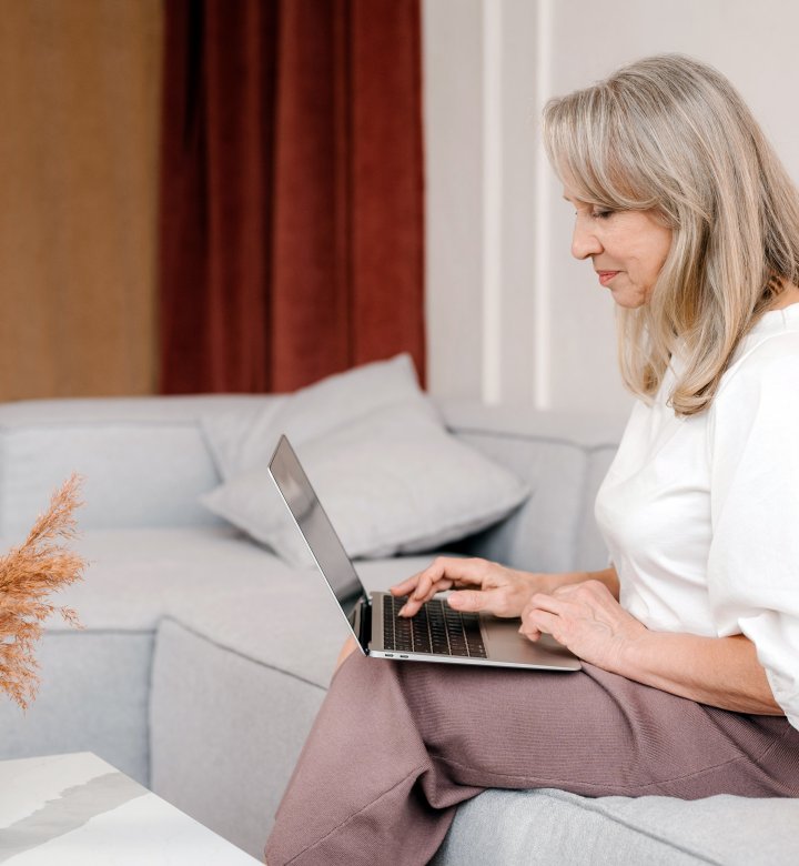 Older lady using laptop