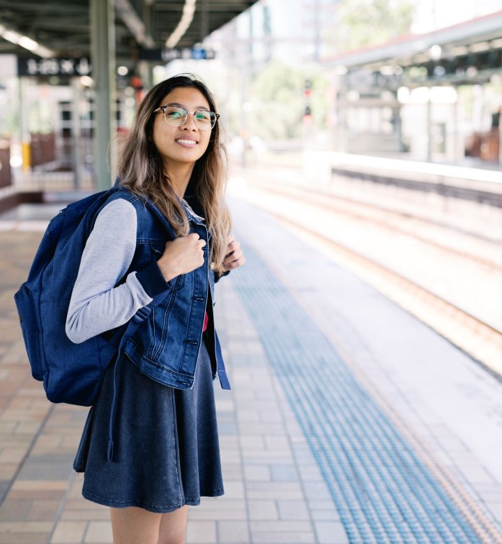 female on train platform