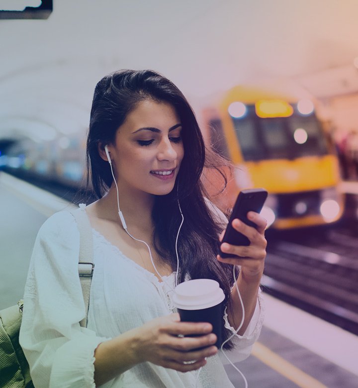 woman with a phone transport