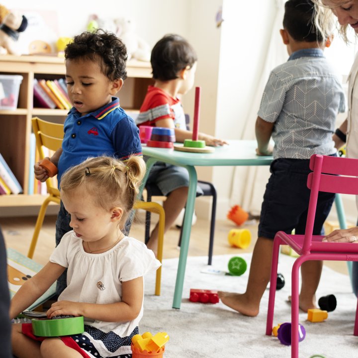 children playing on a table