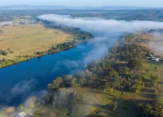 Clarence River with fog
