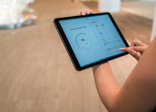 Tablet displaying energy readouts